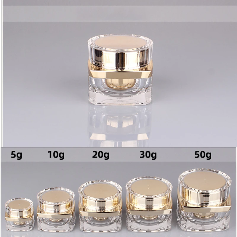 

5g-50g Empty Eye Face Cream Jar Body Lotion Packaging Bottle Travel Acrylic Gold Container Cosmetic Makeup Emulsion Sub-bottle