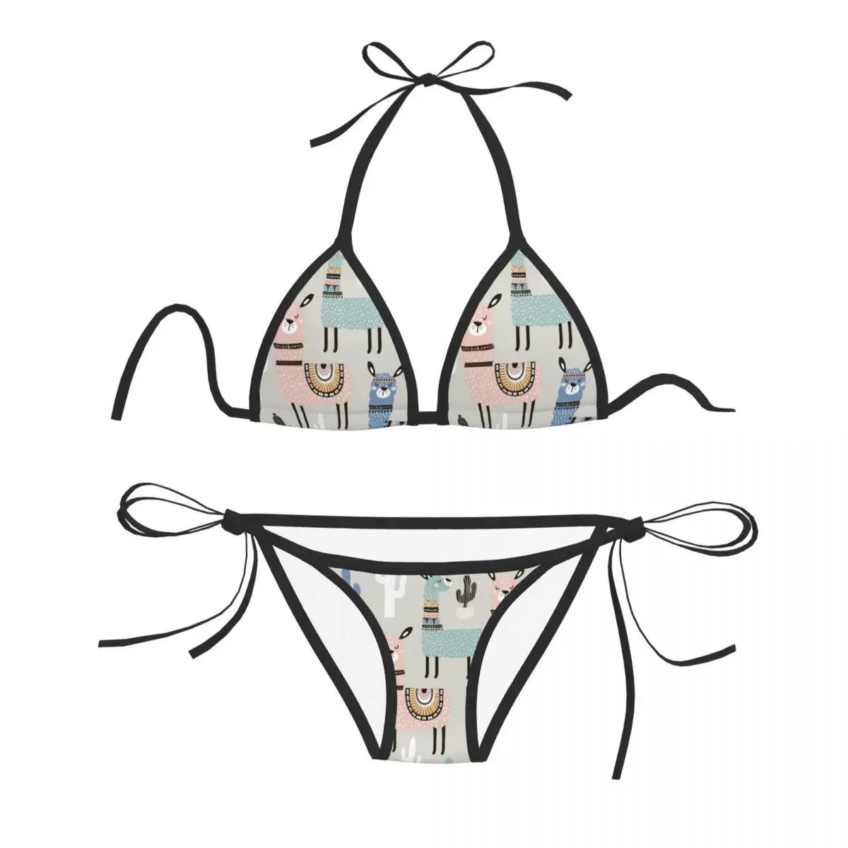 

Купальник-бикини женский с эффектом пуш-ап и ламой