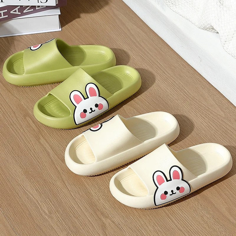 Шлепанцы женские домашние с мультяшным рисунком Эва сланцы симпатичный кролик