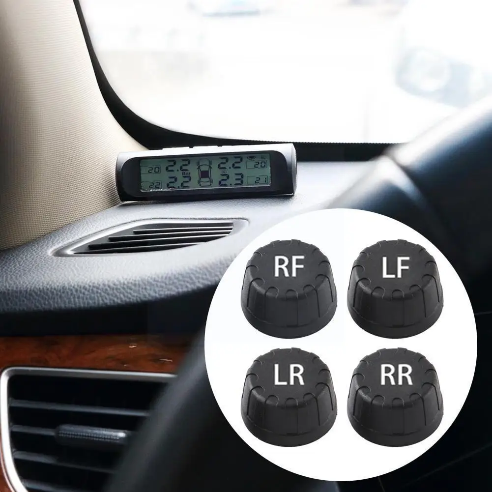 

Portable Universal Wireless Car Tire Pressure Monitoring System Power Tpms Tyre External Solar Lcd Panel Sensors Display L0y2