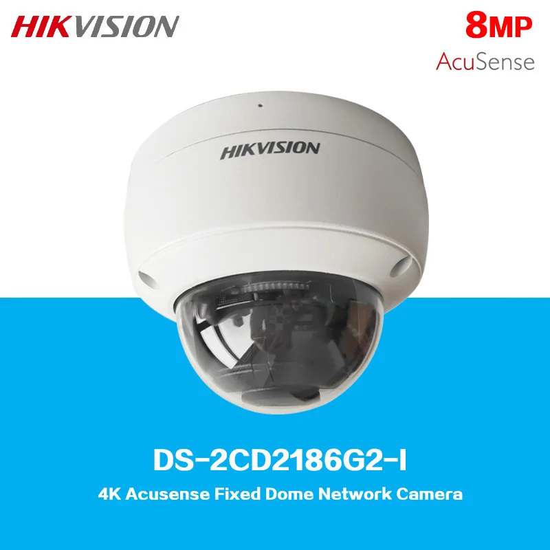 

HIKVISION 8MP 4K Acusense Fixed Dome Network Camera DS-2CD2186G2-I, IR 30m, Support Face Capture, Multi-languages