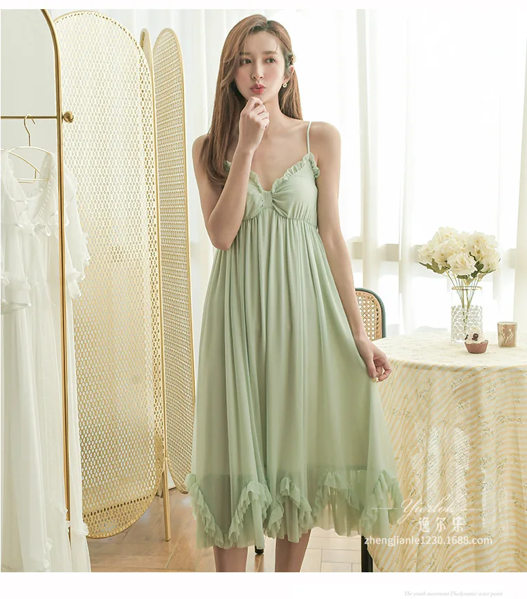 suspender pajamas women's thin nightdress sexy lace girls home dress  summer plus size sexy nightwear