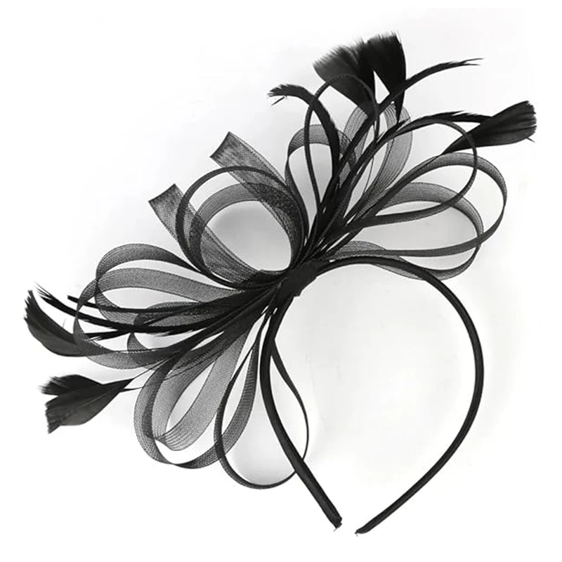 Женская вуалетка с перьями Элегантная шляпка для коктейлей свадеб вечеринок