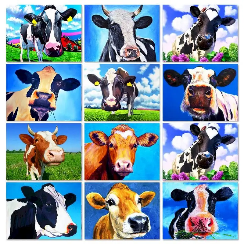 

GATYZTORY 40x50cm Paint By Numbers Diy Gifts Cow Animals Handpainted Canvas Painting Coloring On Number Adults Crafts Wall Decor