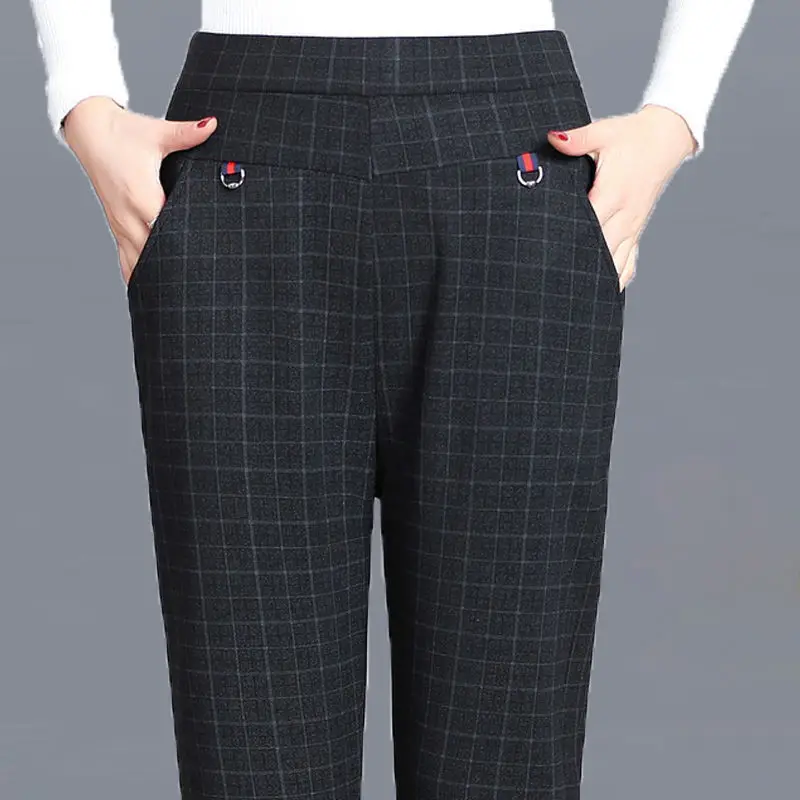 

2022 Middle-aged Women Trousers Casual Elastic High Waist Mother Pants Warm Female Spring Autumn Mom Pants Pantalon Femme Q69