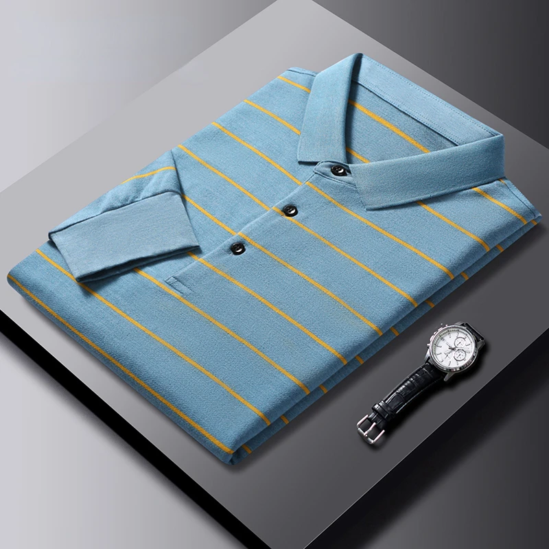 

New 2022 Top Quality Striped Polo Shirts Fashion Branded 100%Cotton Long Sleeve Male Polo Shirt Men Tops Casual Clothes