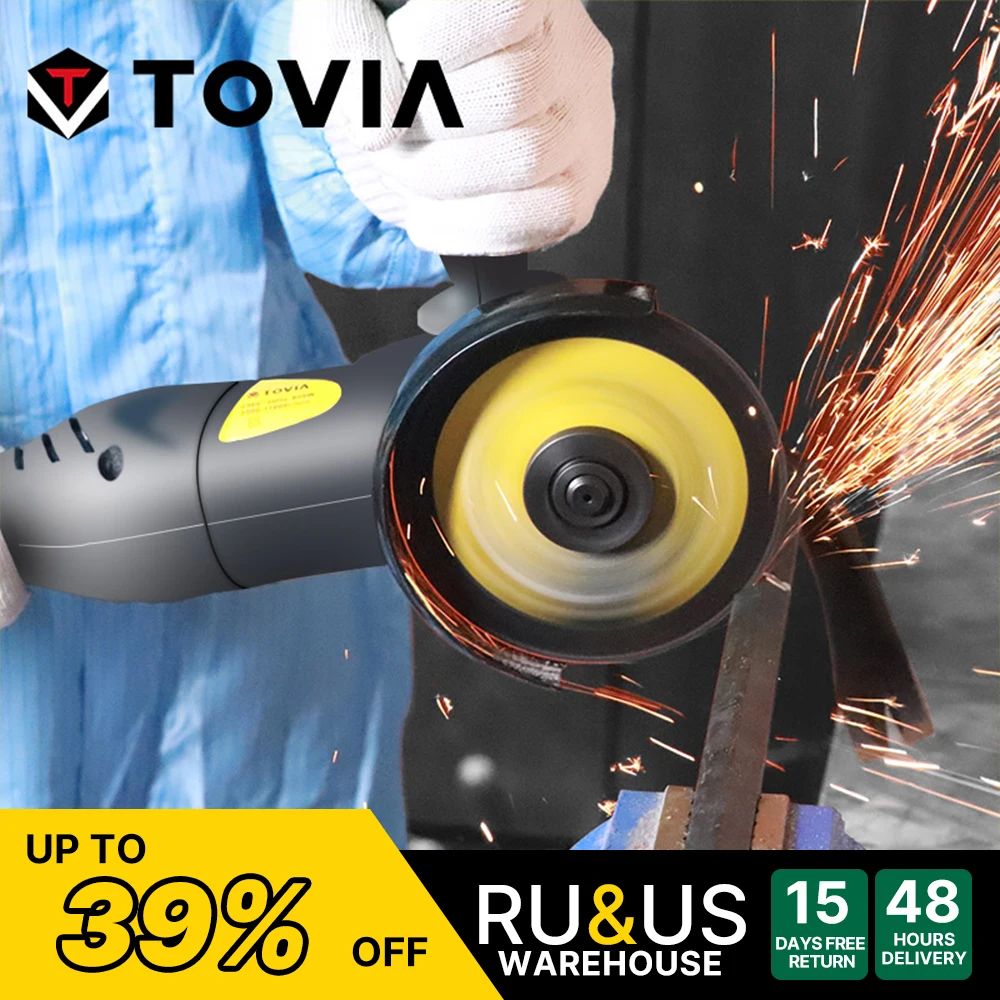 

TOVIA 125мм УШМ Болгарка 950W гриндер для резки по дереву металлу камню М14 регулировака скорости 3000-10500 оборотов грендер 220V с удлиненный ...