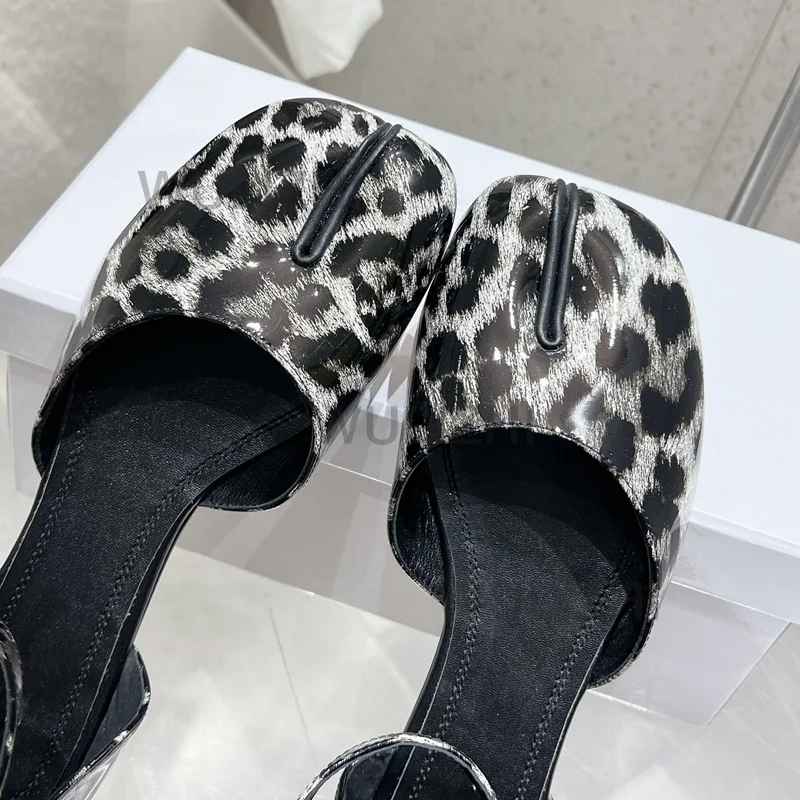 Мюли женские с леопардовым принтом натуральная кожа сандалии на плоской подошве