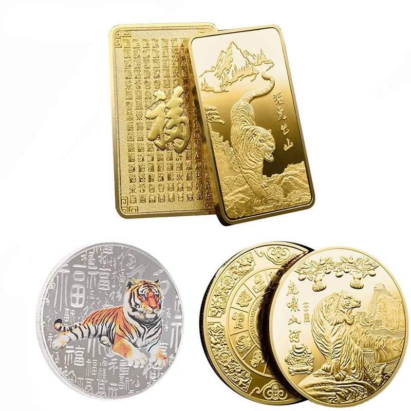 

2022 Year of Tiger Commemorative Coin Chinese Zodiac Souvenir Coin New Year Craft Gift Lucky Zodiac Gifts chinese coin For Home