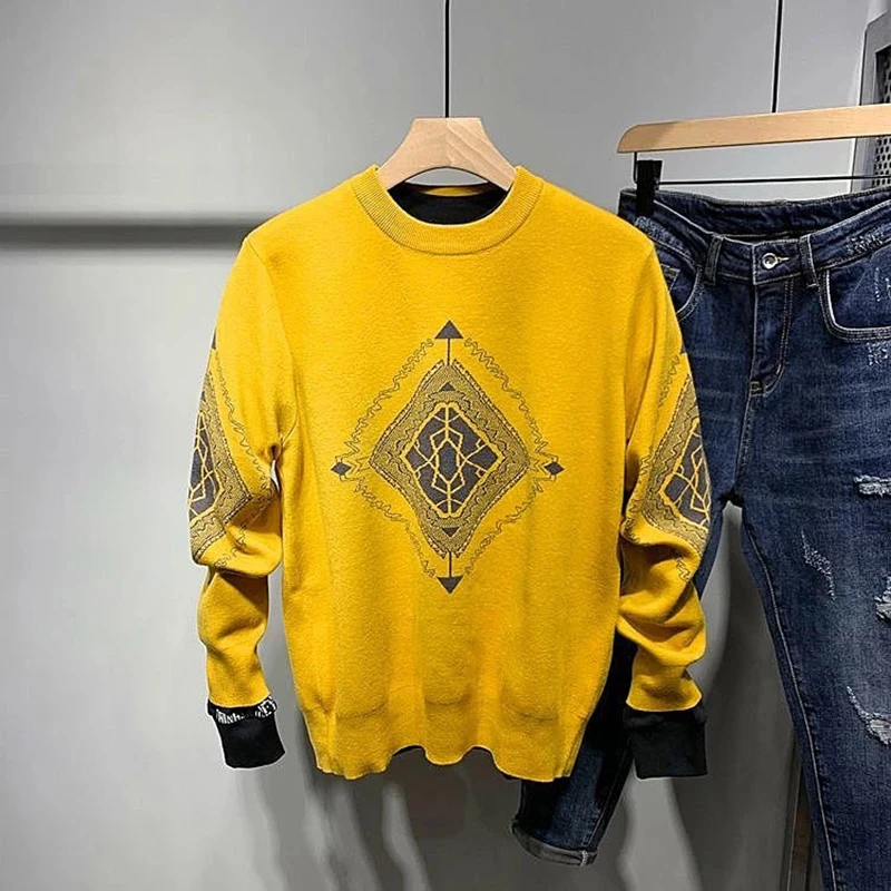 

Winter Sweater Men Fashion Loose High Quality Pullover Long Sleeve Shirt Round Neck Personalized Knitting Men's Coat