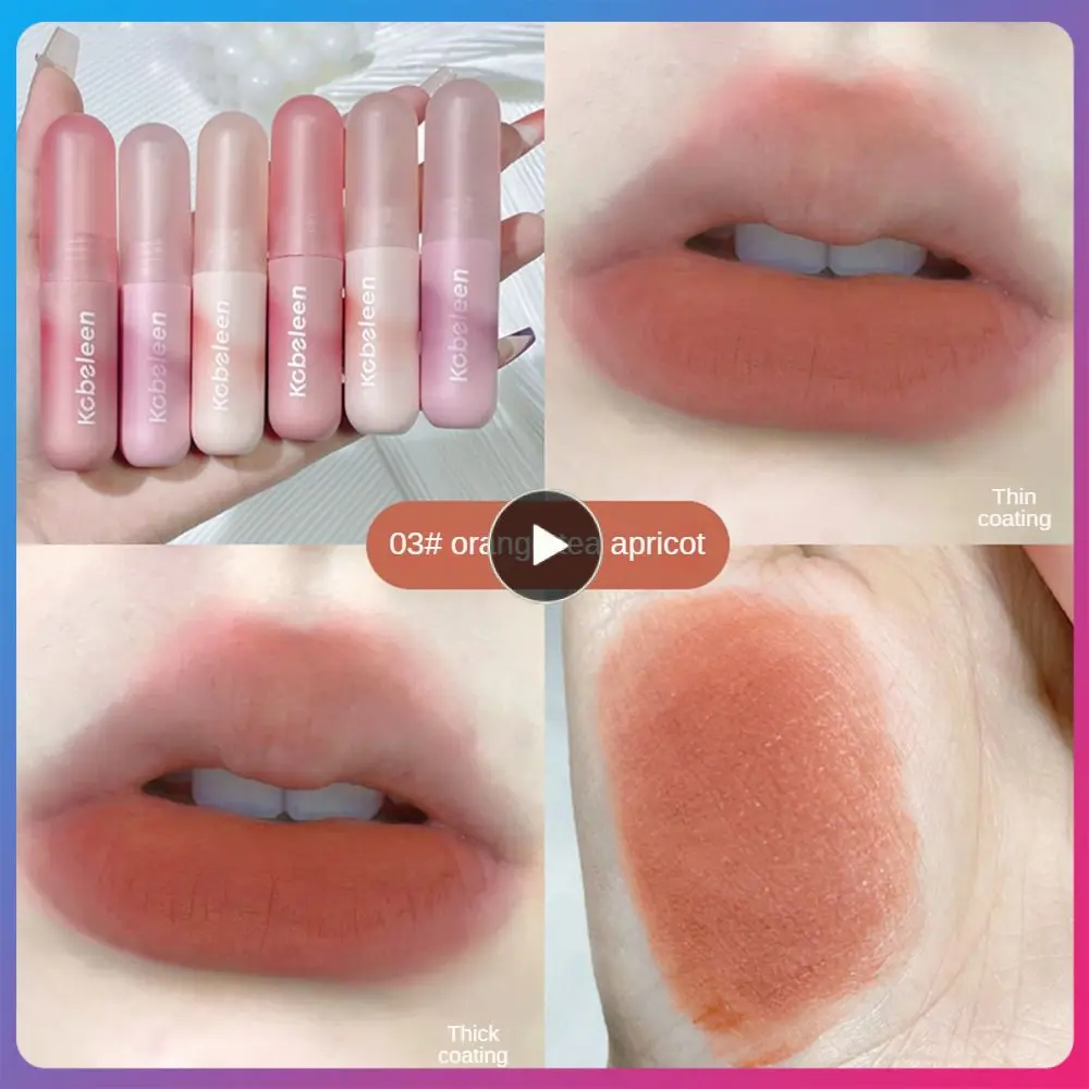 

Lip Glaze Moisturizing Pink Lipgloss 6 Color Silky Smooth Lipstick Cosmetics Red Lip Tint Soft Mist Lip Mud Velvet Matte