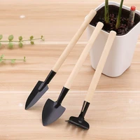 3pcsset mini garden tools balcony mini digging suits shovel rake wooden handle metal head shovel for flowers potted plants
