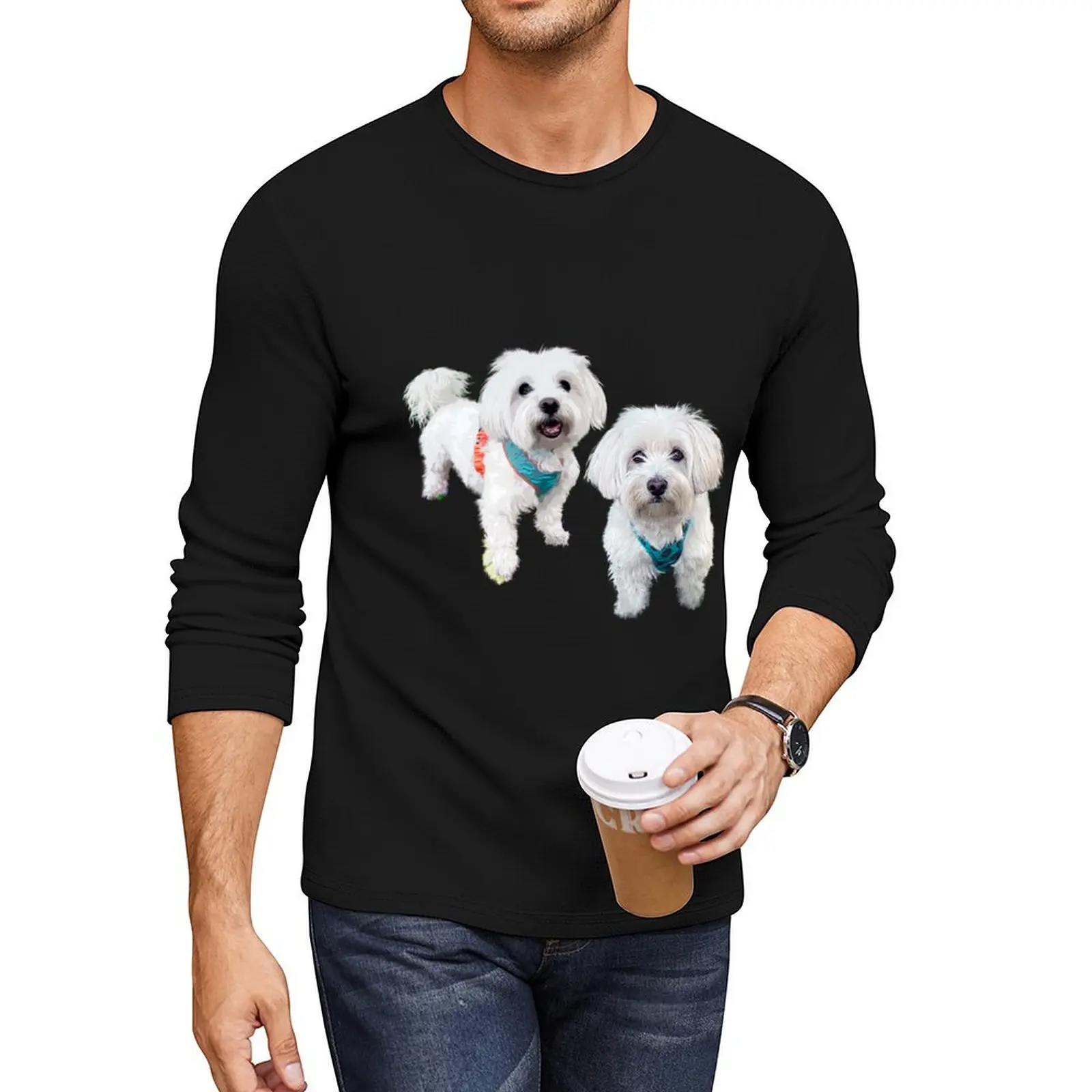 Длинная футболка Maya and Yuki Maltaese эстетичная одежда белые футболки для мальчиков в