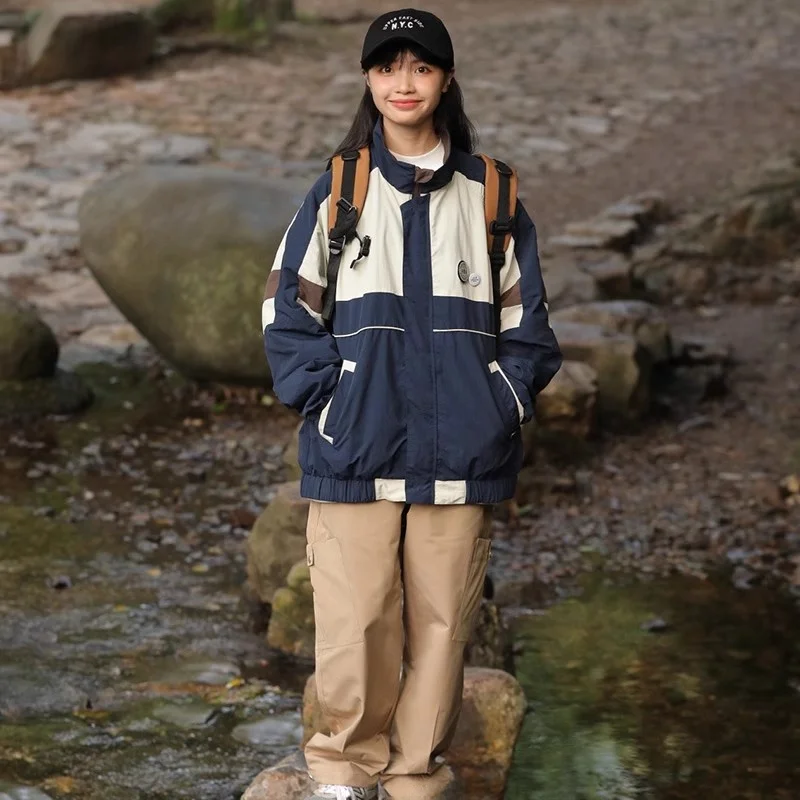 Psalmist Praises Japan fashion Retro Cargo Stand Collar Badge Loose Patchwork Coach Jacket Men and Women Autumn