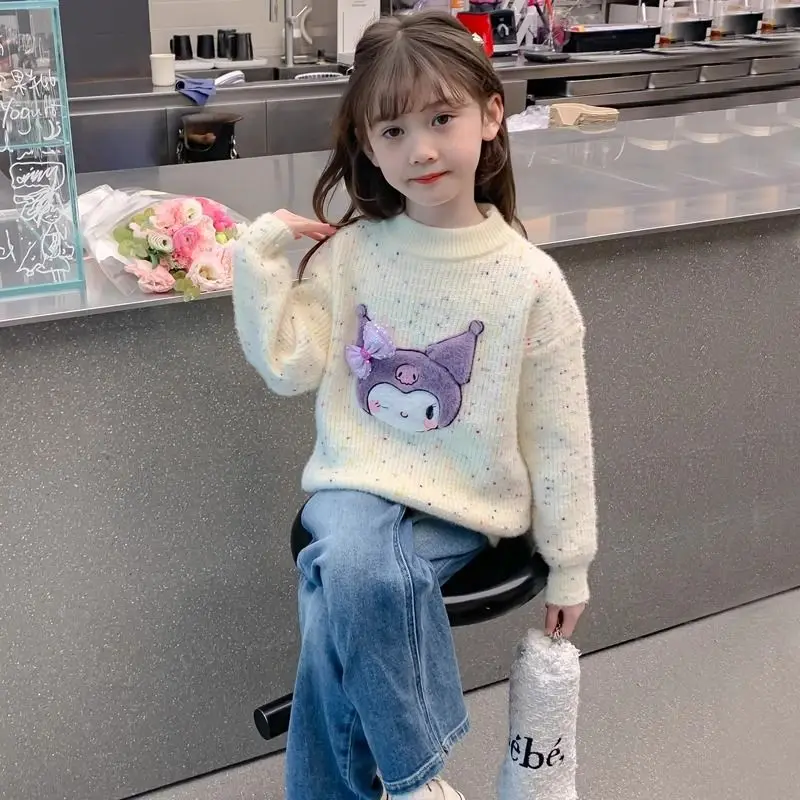 

Sanrio Kuromi Children's Sweater Sweater Mink Velvet Shirt Winter Autumn Outdoor Soft Keep Warm Cartoon Kawaii Korean Version 23