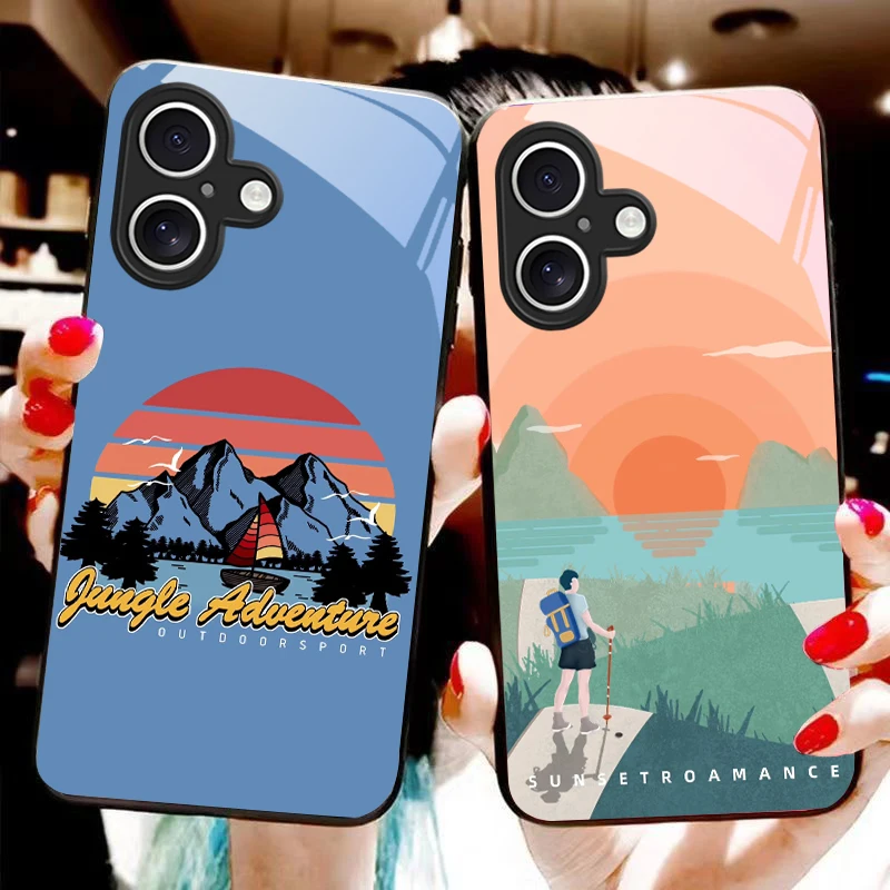 Чехол для телефона из закаленного стекла Western Sun Island Apple iPhone 16E 16 E 11 13 15 P ro 14 Pro Max 12 Mini