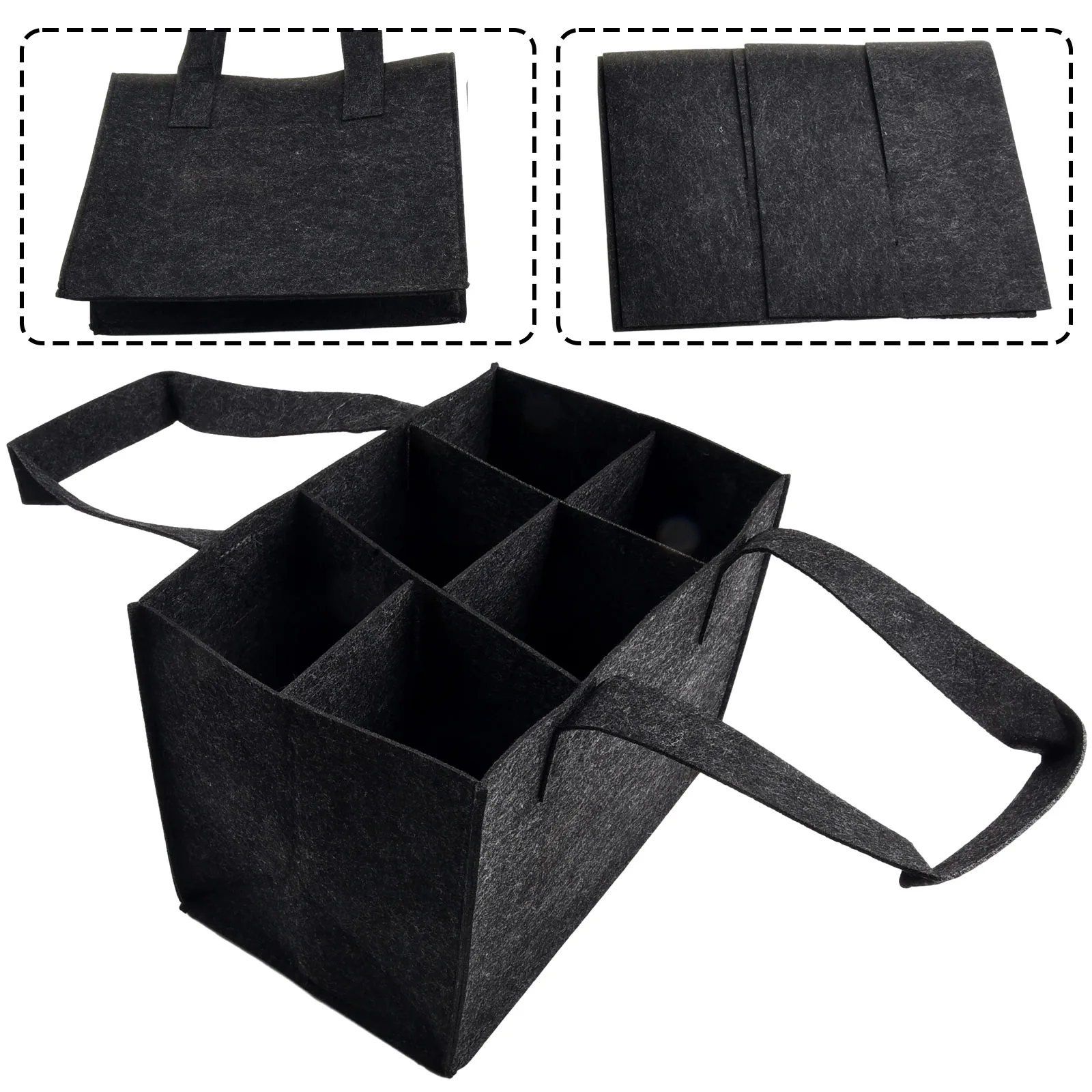 

Birthday Party Storage Bag Outdoor Picnic Holder 1pc Case 25*18*16cm Organizer Felt 6-grid Beer Bottle Handbag