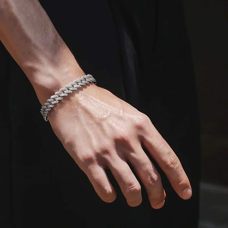 KNOBSPIN 8 мм кубинский браслет с муассанитом полный бриллиант сертифицированный GRA