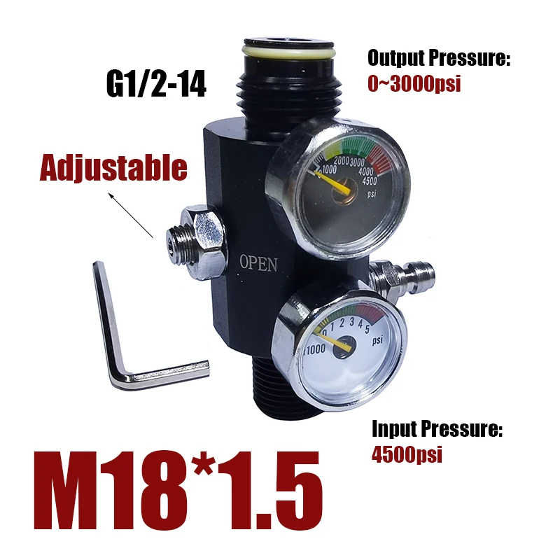 

Новинка, двойной датчик, регулируемый регулятор HPA, Пневматический воздушный клапан, заполняющая станция, регулируемый выход от 0 до 3000 фунтов на кв. дюйм, M18 * 1,5, 5/8-18 унf