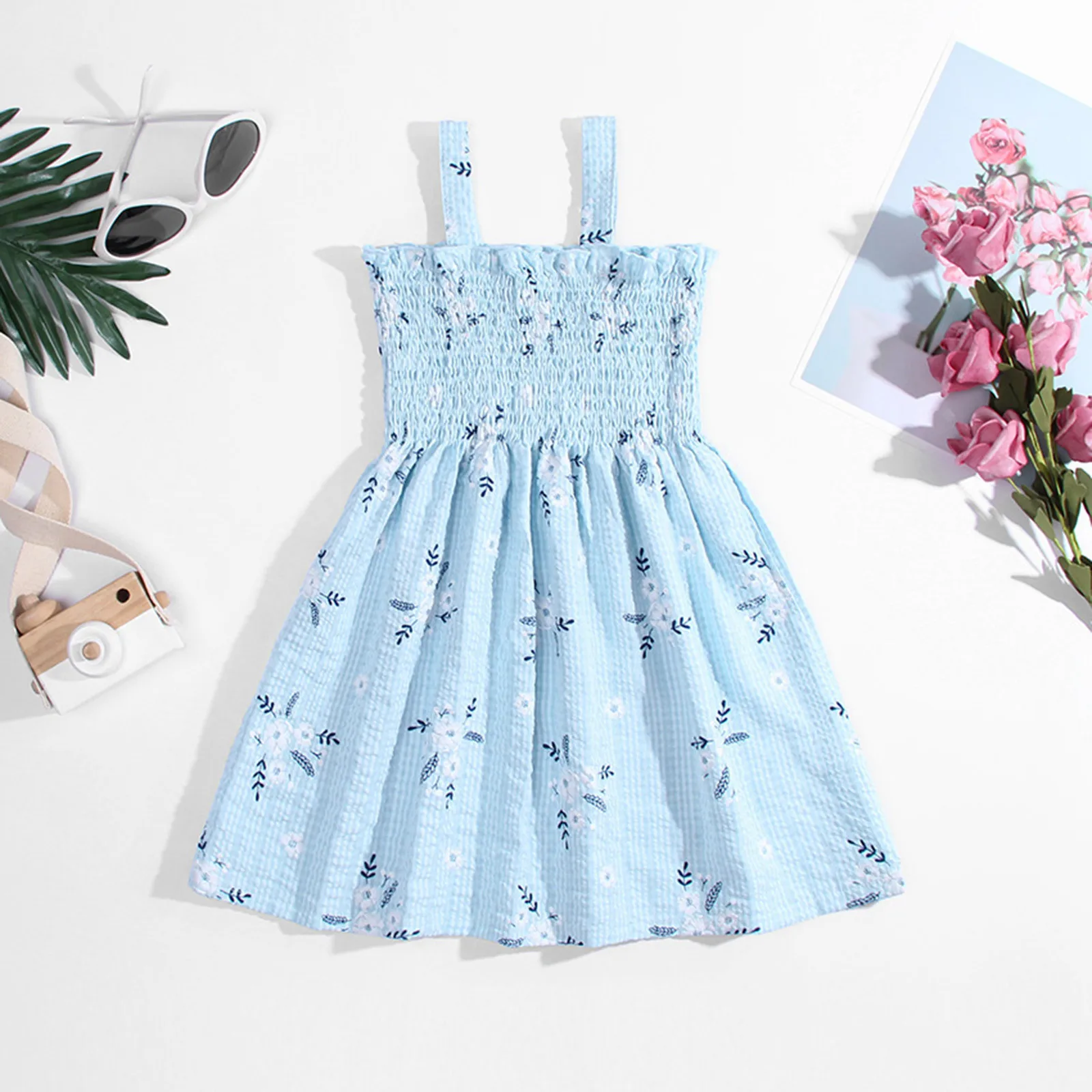 

Toddler Girls Sleeveless Sundress For Girls Floral Prints Princess Dress Dance Party Dresses Clothes Dress for Toddlers 1-5Y