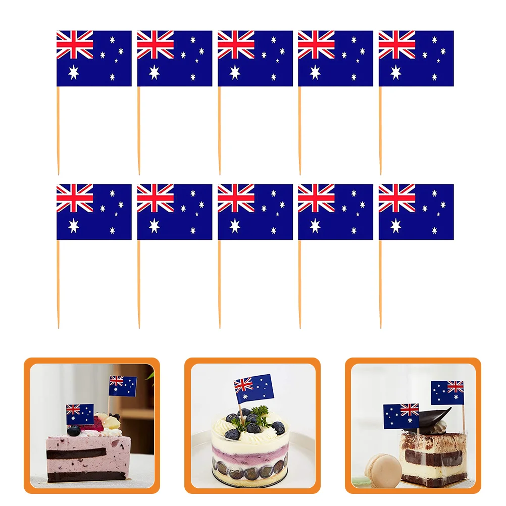 

200pcs Party Dessert Flag Toothpicks Australian Flag Picks Flag Cupcake Toppers
