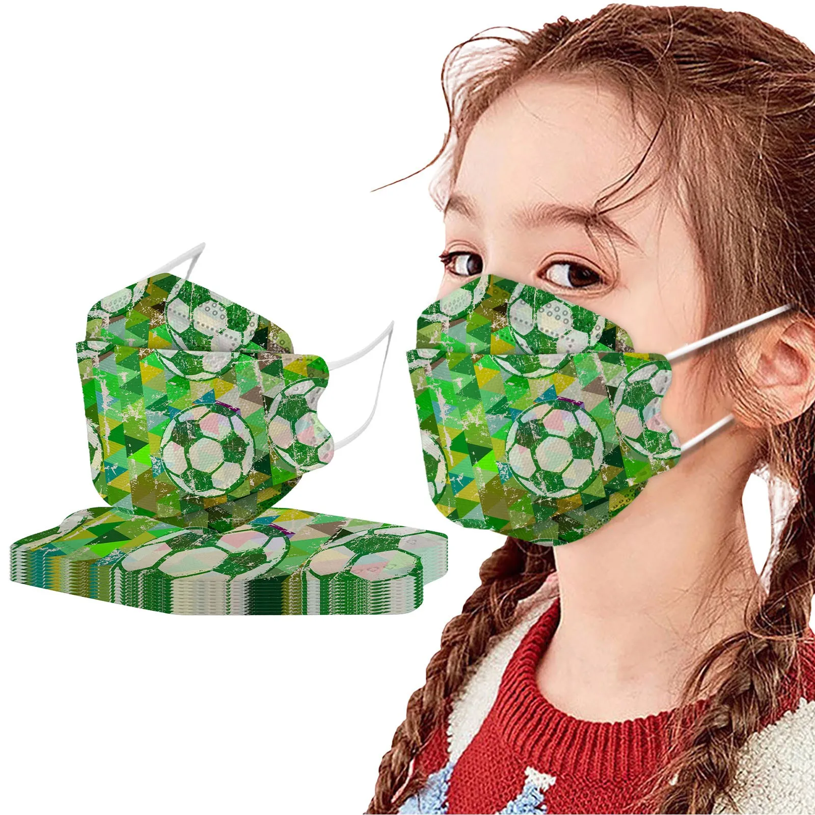 

10pc Kids Protection Mask Sports Pattern Breathable 4-layer Children Girls Face Cover Masks Facemask Decoration