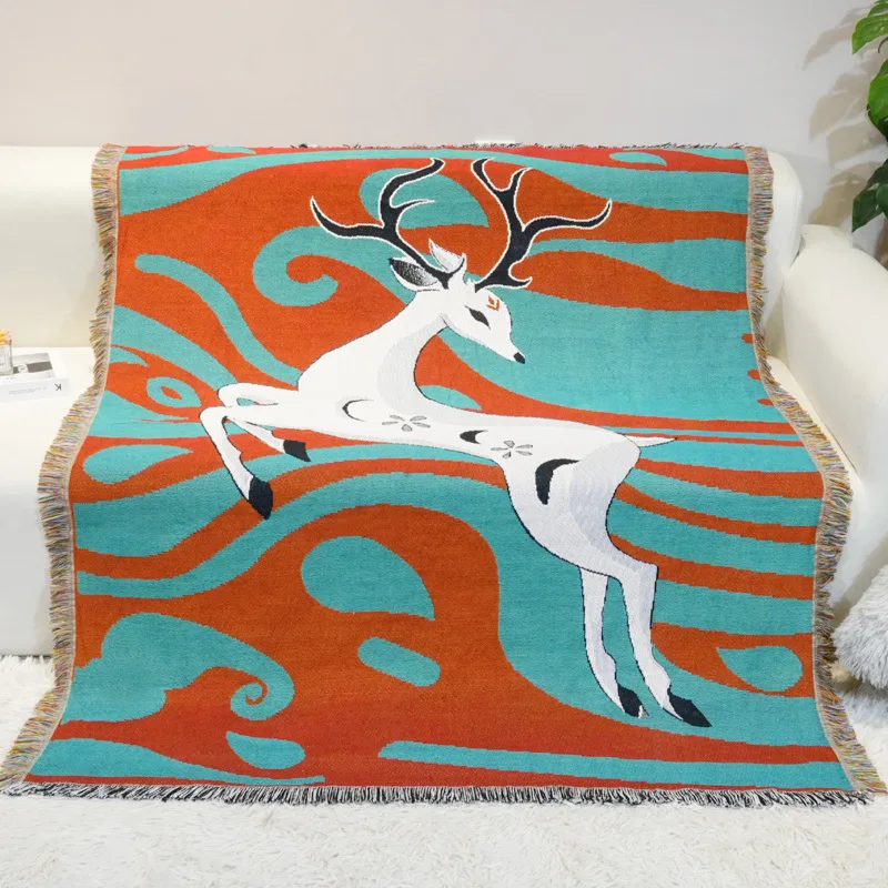 Японское одеяло для дивана вязаное с кисточками гобелен покрывало одеяла