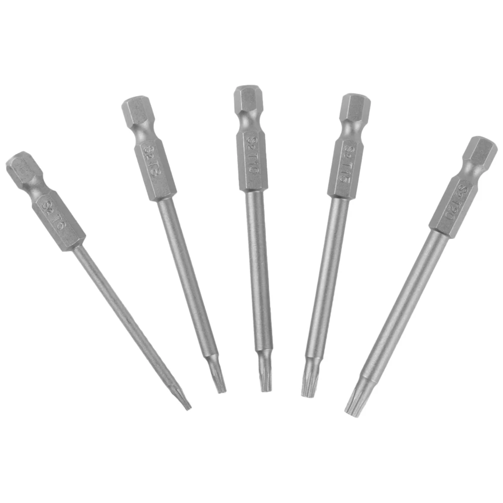 

Magnetic Torx Screwdriver Bit Air Drills Electric Drill Grey T6 T8 T10 T15 T20 5pcs 6.35mm (1/4Inch) Alloy Steel