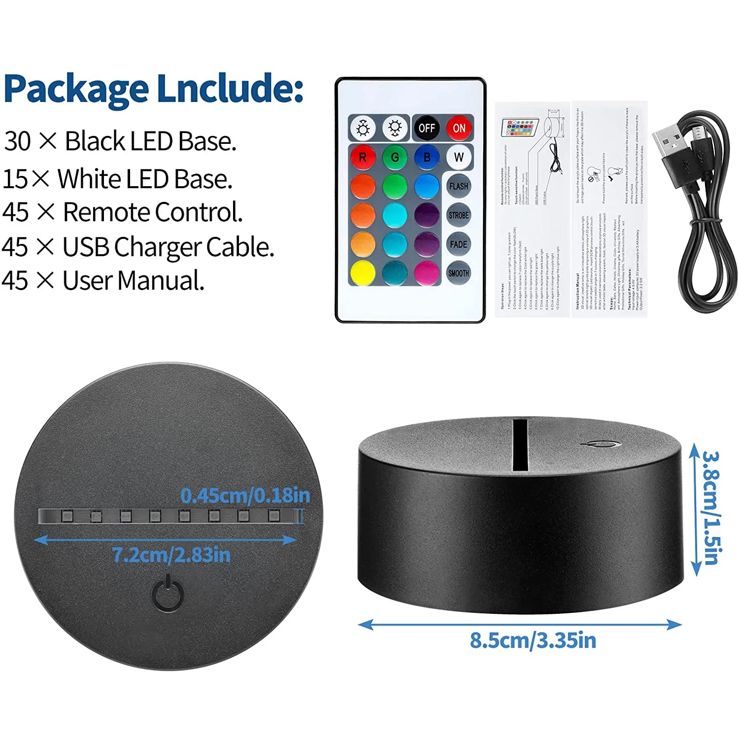 Дешево 45 шт., держатель для носветильник светодиодной лампы с дистанционным управлением и USB-кабелем