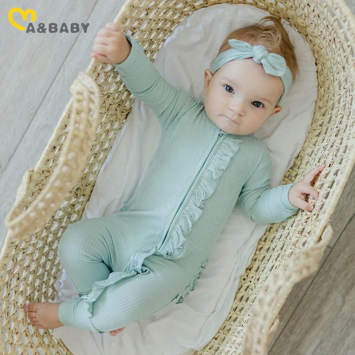 

Комбинезон Ma & Baby для новорожденных девочек 0-18 месяцев, Мягкий Вязаный комбинезон с оборками, одежда с длинным рукавом на осень и весну D01
