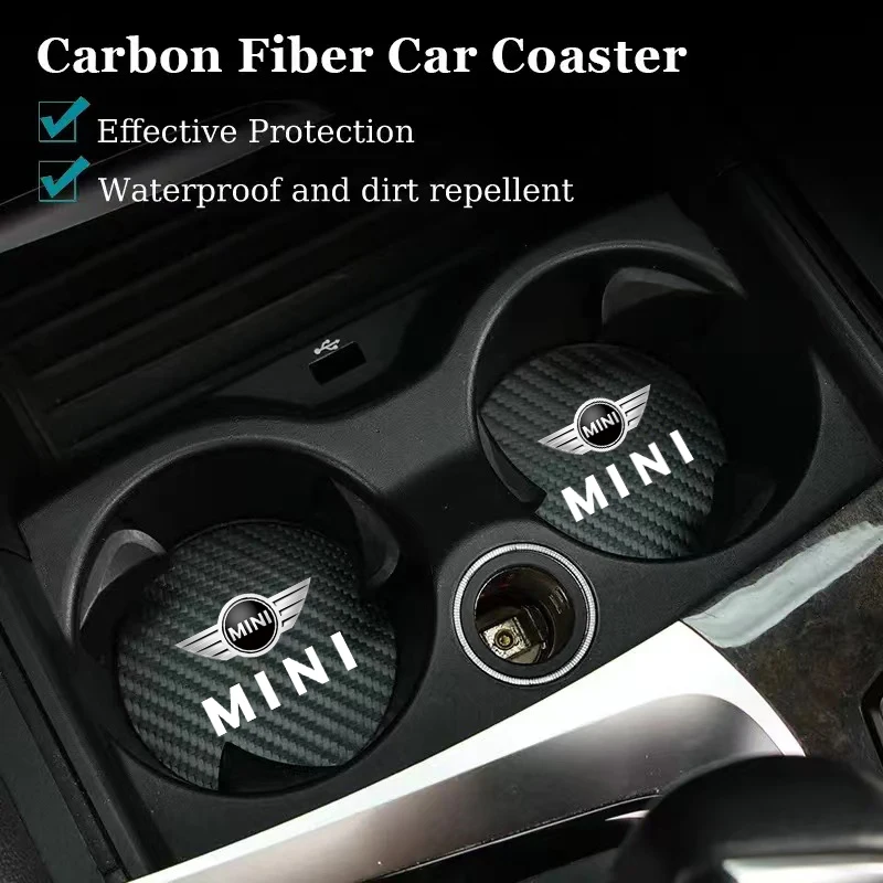 Фото Карбоновые накладки на подстаканники для BMW Mini Cooper JCW R50 R53 Countryman Clubman, шумоизоляционные коврики, аксессуары, наклейки. №2