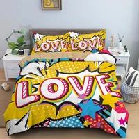 bedding set comic pattern duvet cover queen king size soft comfoter covers