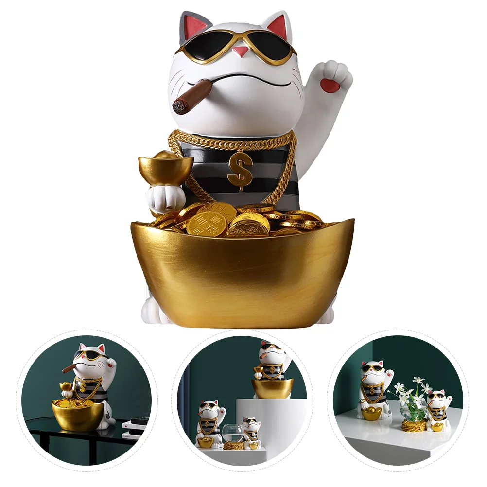 

1pc Lovely Cat Desktop Key Container Chic Storage Container Home Shop Ornament