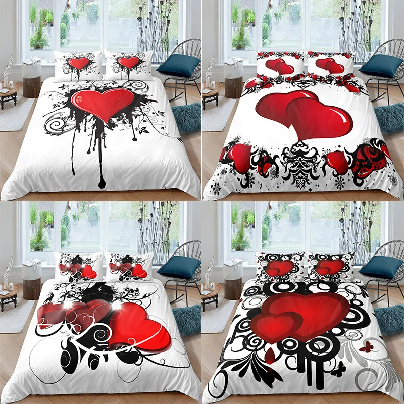 

Women Fashion Red Love New Design Pattern Bedding Sets 3D Duvet Cover+Pillowcase Single Twin Queen King Bed Set