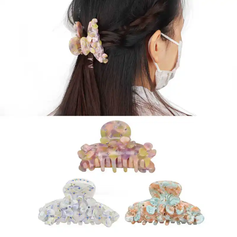 

Элегантная блестящая долговечная безопасная пружина в виде цветочного краба для волос, широко используемая заколка для домашней вечеринки