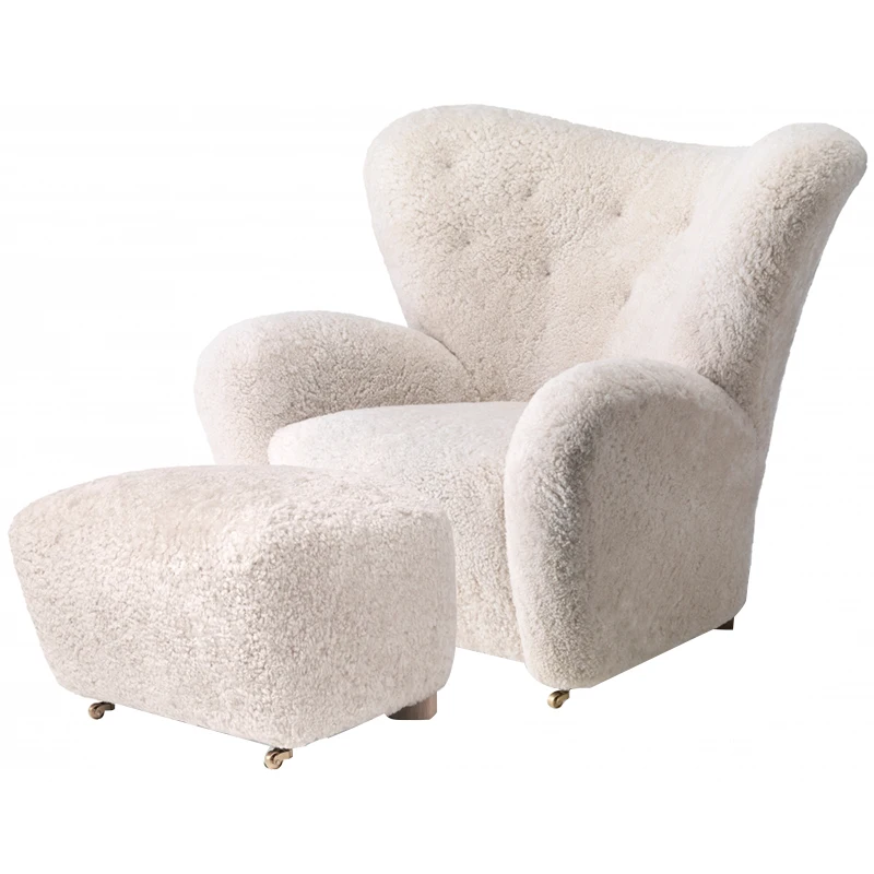 

YY маленький диван для гостиной, белый одноместный диван из овечьей шерсти, ленивый диван, стул для чтения