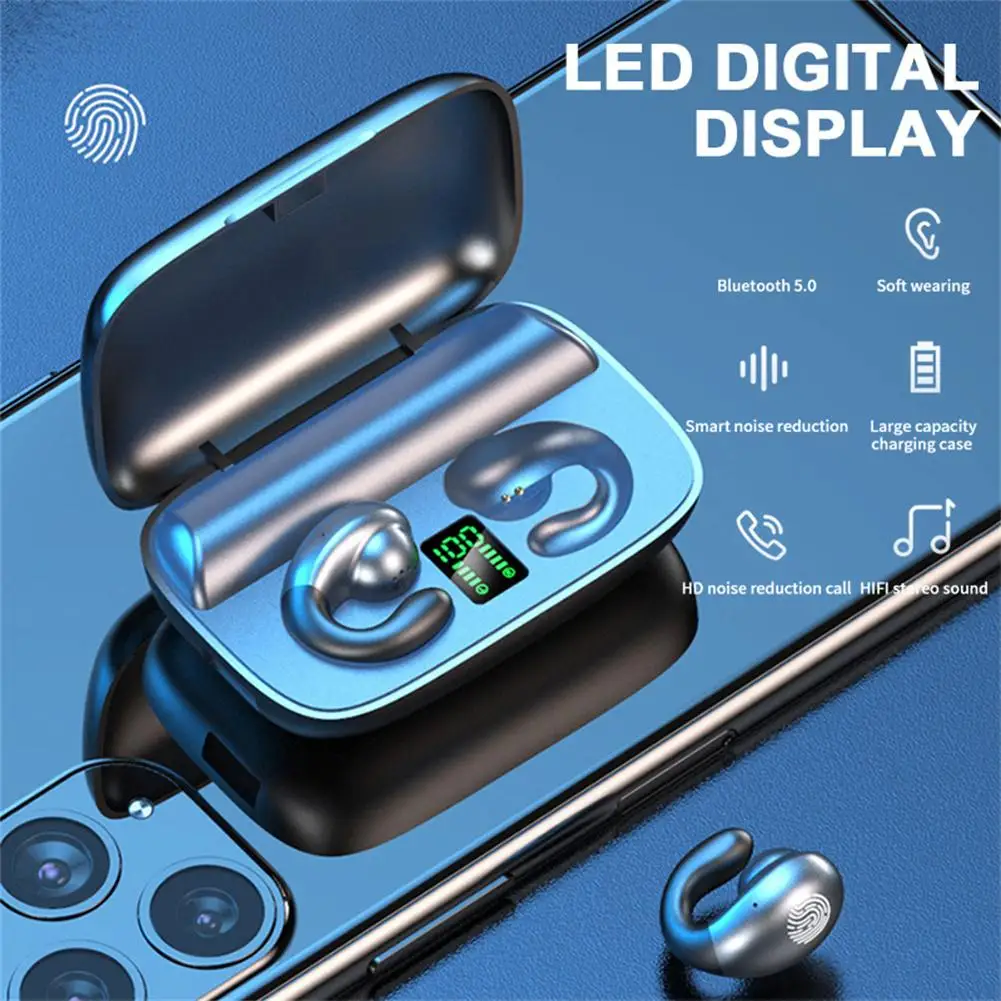 

S19 Tws Wireless Earbuds Ear Clip Bone Conduction Bluetooth-compatible Headphones Bass Hi-fi Stereo Earphone