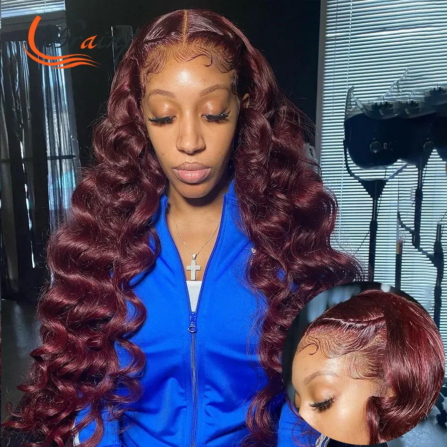 360 HD кружевные передние al человеческие волосы парики красная глубокая волна 13x 4