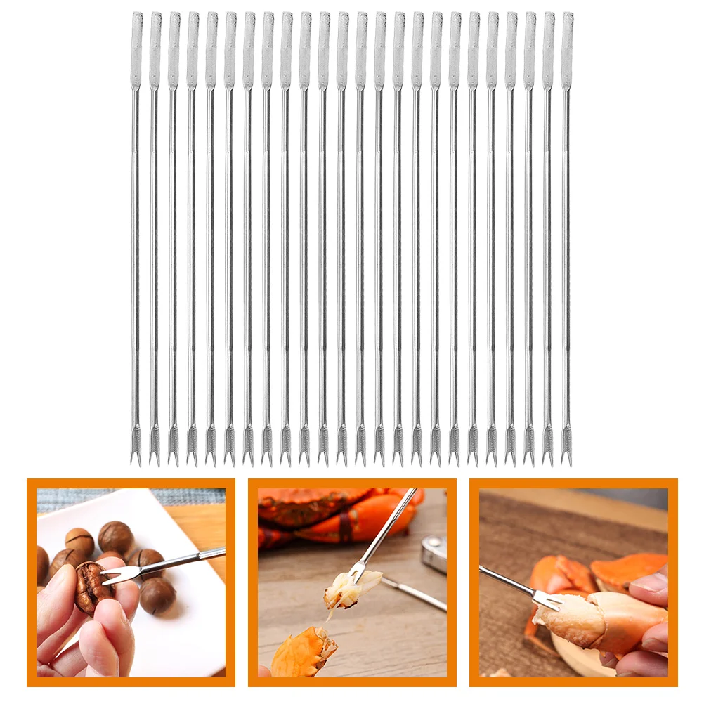 

24 Pcs Home Tools Stainless Steel Pick Pickle Fork Walnut Needles Picker Crab Seafood Peeling Forks