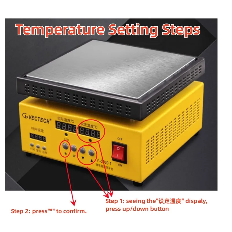 Регулируемая нагревательная платформа 400*400 мм 2600 Вт цифровой дисплей