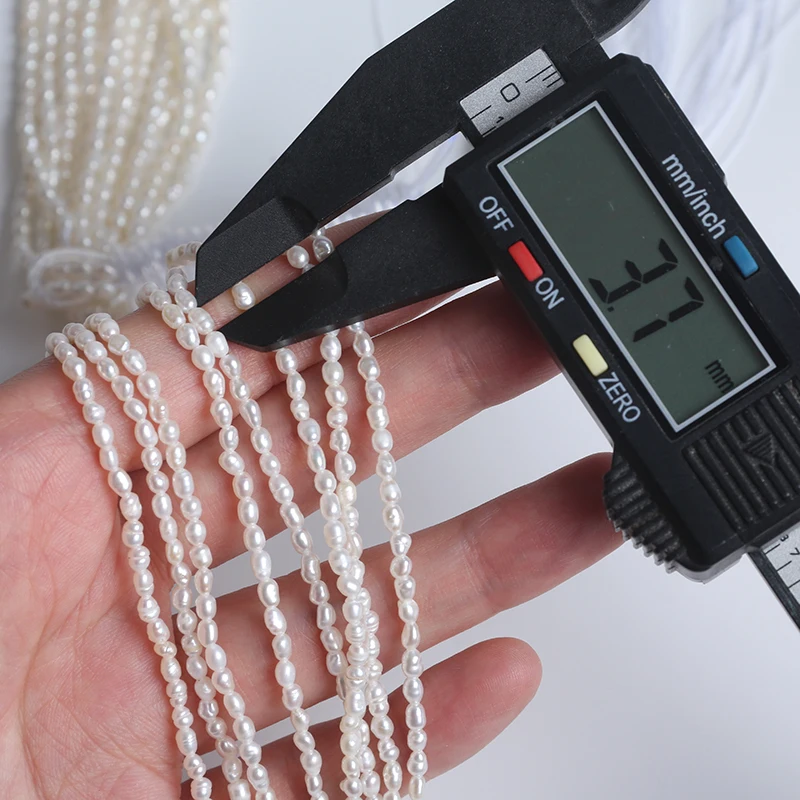 Оптовая продажа Пресноводный Жемчуг в форме белого риса 2-2 6 мм короткие нити 18 см