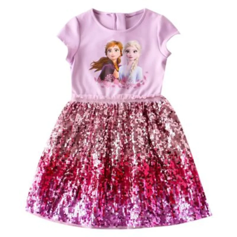 Kids Dress 2022 New Cotton Spring and Summer Frozen Girls Party Sequined Princess Toddler Girl Dresses | Детская одежда и обувь