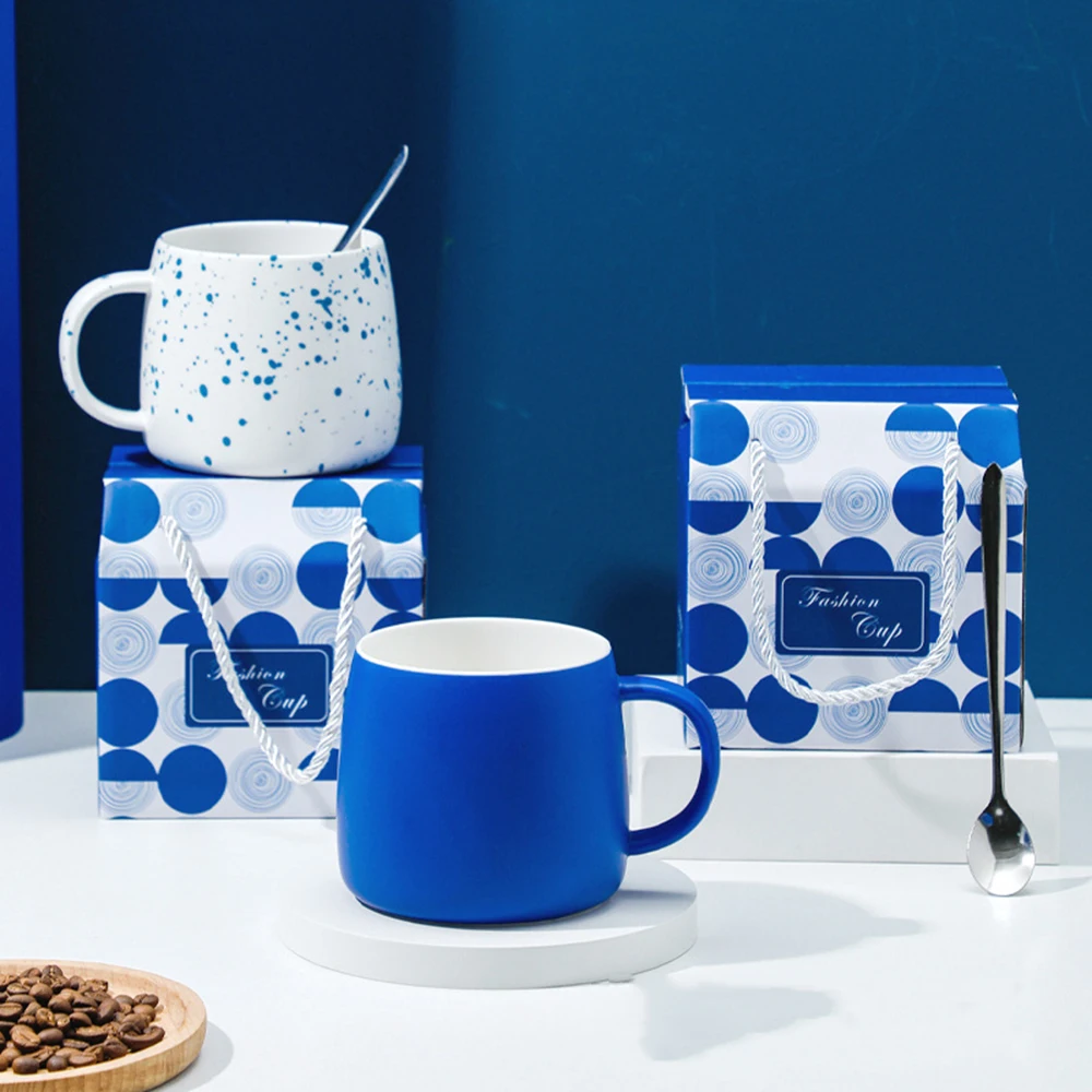 Синяя креативная керамическая водная фотография 500 мл с ручным открытием подарка