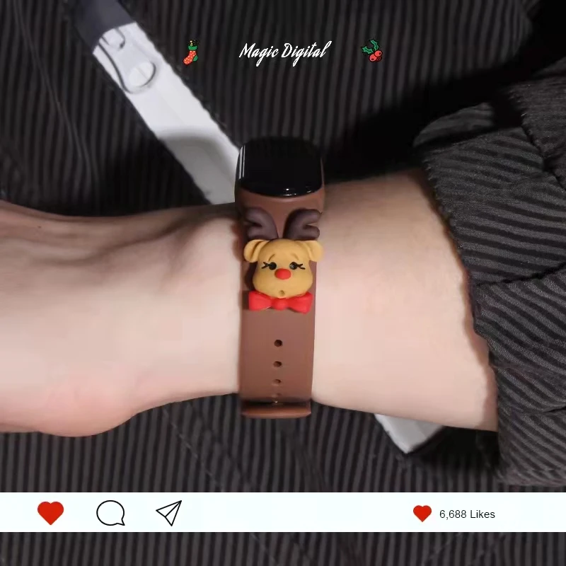 For Mi Band 7 6 5 4 3Watch Strap Christmas Gift Silica gel Bracelet Breathable  Smart Wrist Xiaomi Band  Smart Fitness Wristbelt