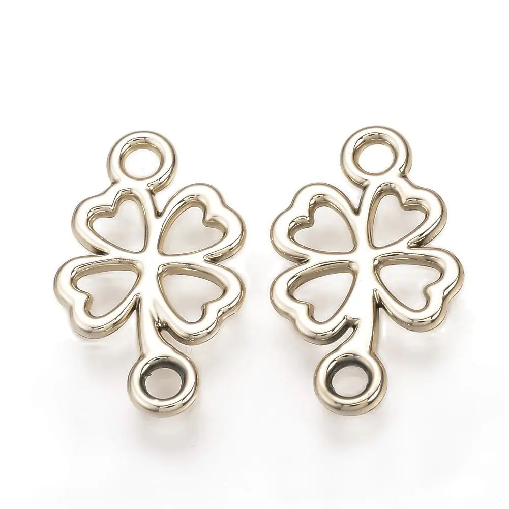 

Pandahall 100Pcs Light Gold Color Four Leaf Clover Alloy Links connectors Metal Links for Necklace Bracelet Jewelry Making Gift