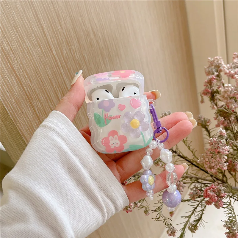 

Flower Pendant Case for AirPods Pro2 Airpod Pro 1 2 3 Bluetooth Earbuds Charging Box Protective Earphone Case Cover