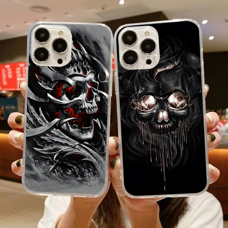 

Чехол для телефона Samurai с черепом для IPhone 14 13 12 11 XS X 8 7 6 Plus Mini Pro Max SE 2022, мягкий прозрачный чехол для телефона
