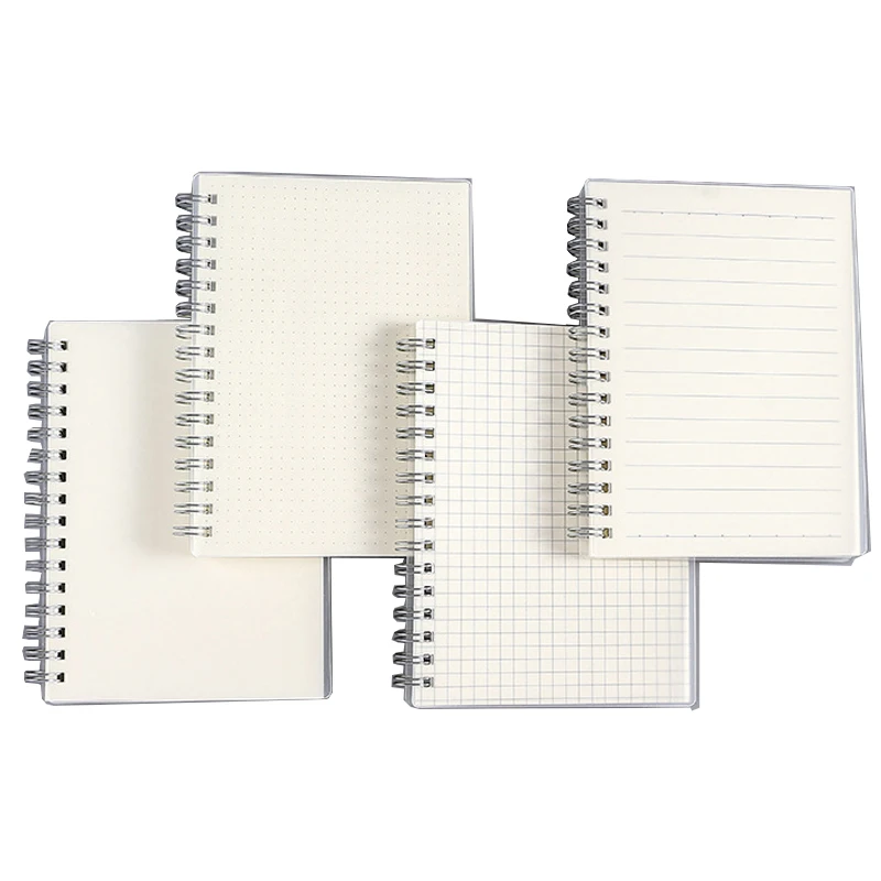 A6 Horizontal Line Lattice Square Blank Notebook Learning Work Agenda Sketchbook PP Frosted Transparent Cover Coil Notepad