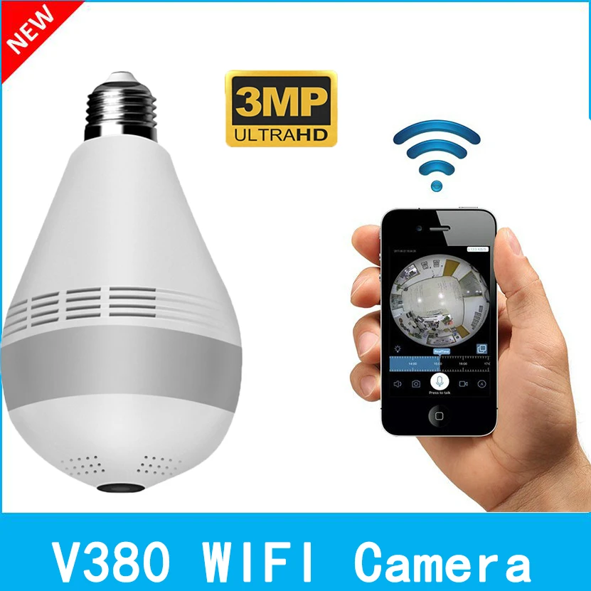 

V380 Pro WIFI Bulb Camera Panoramic 360° VR Smart Home HD Wireless Camera 3MP 5MP LED Lights CCTV Security