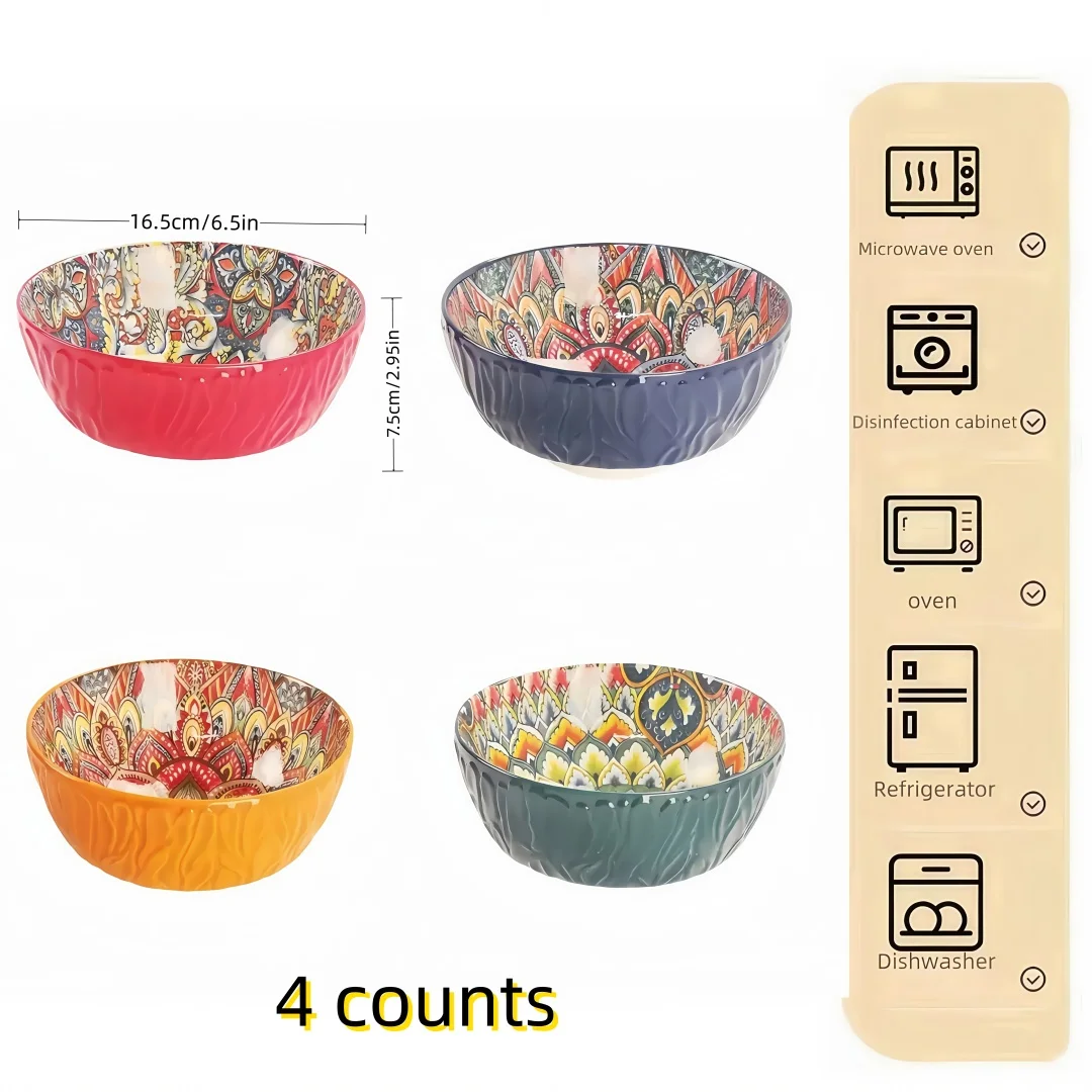 

Набор богемских керамических чаш для супов 4 штуки